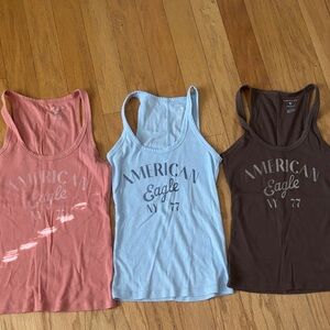 American Eagle Outfitters Tank Tops - Coral, Sky Blue, Chocolate.